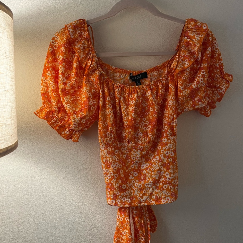 Orange Floral Women's Top